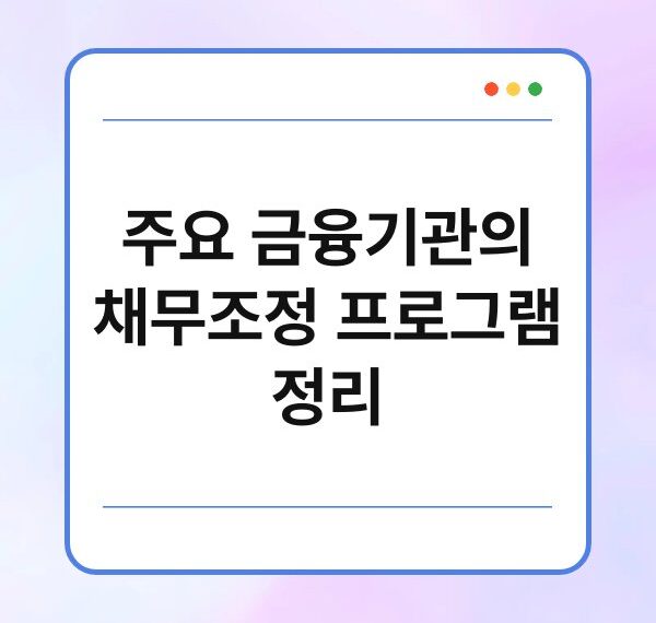 주요 금융기관의 채무조정 프로그램 정리