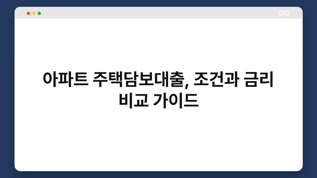 아파트 주택담보대출, 조건과 금리 비교 가이드 1