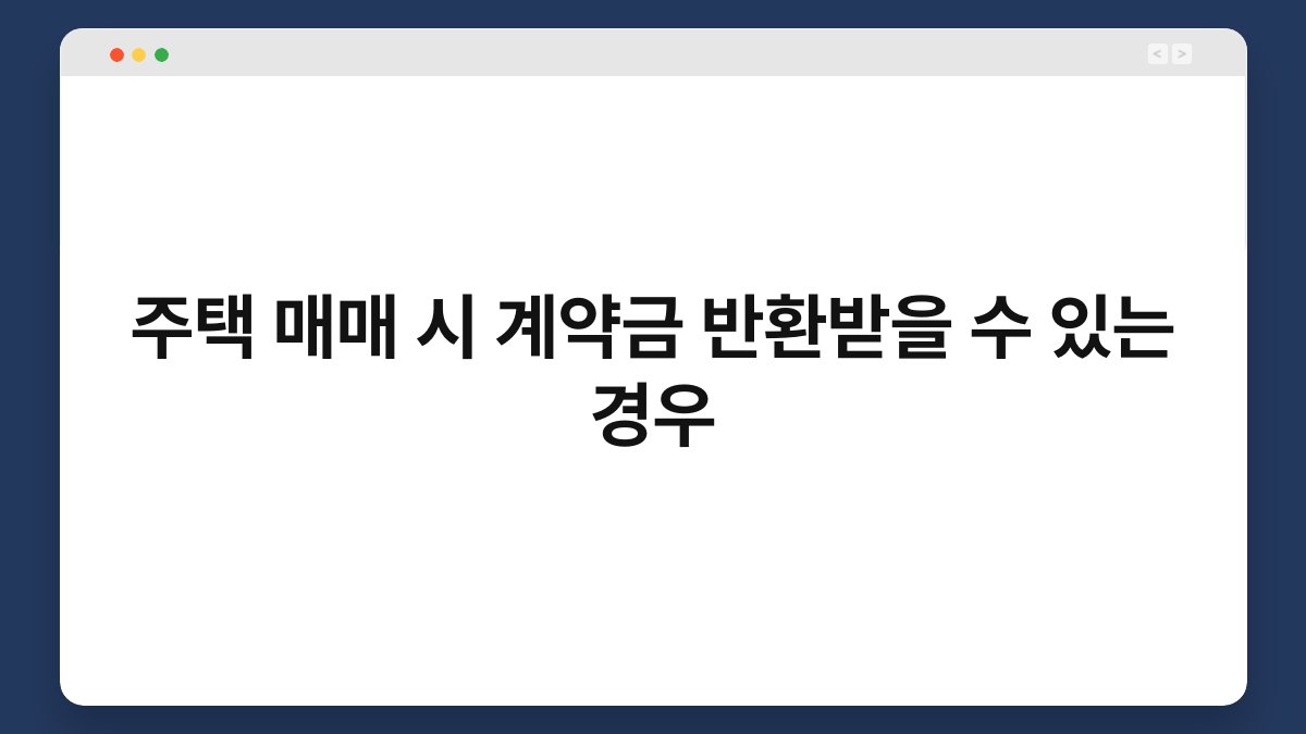 주택 매매 시 계약금 반환받을 수 있는 경우 1