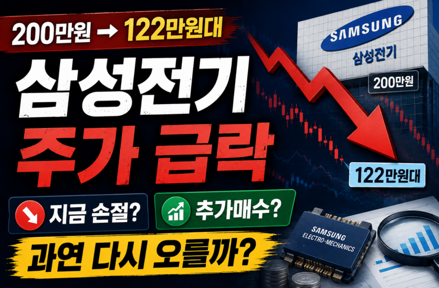삼성전기 주가 122만 원대 급락, 지금 손절해야 할까? 다시 오를 가능성은?