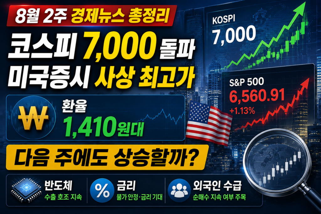 8월 2주 경제 뉴스 핵심 정리|코스피 7,000·미국증시 신고가, 다음 주는? 2