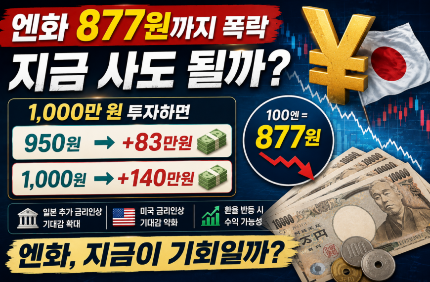 엔화 877원까지 폭락, 지금 사도 될까? 1,000만 원 투자하면 얼마 벌까