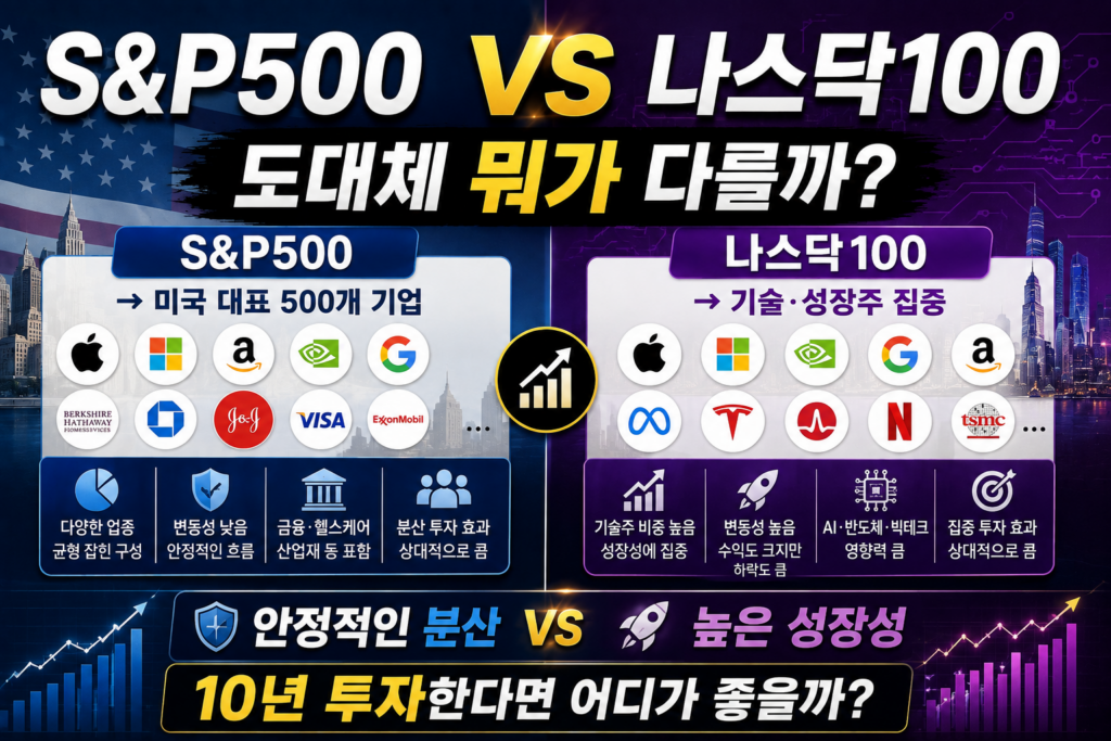 S&P500과 나스닥100, 무엇이 다를까? 장기투자는 어디가 더 좋을까 1