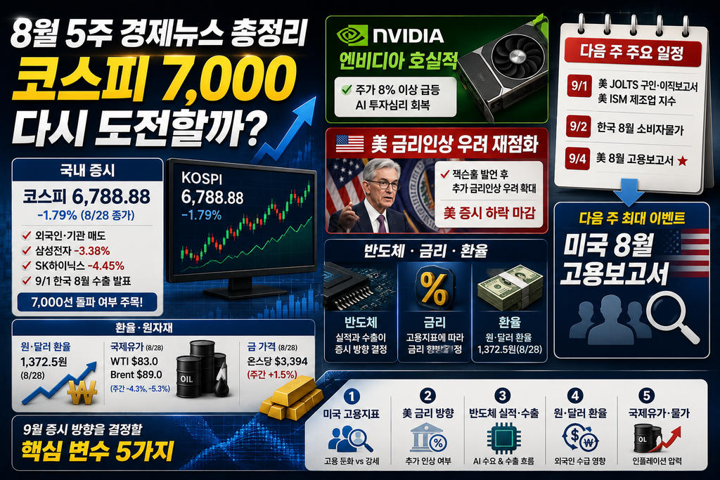 8월 5주 경제 뉴스 핵심 정리|코스피 7,000 재도전? 다음 주는 미국 고용이 결정한다 4