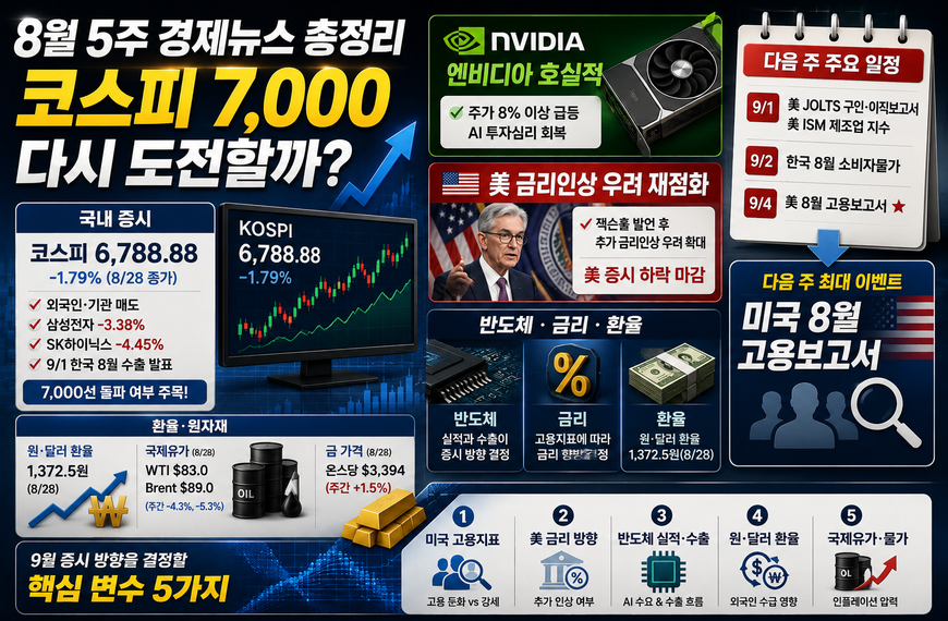 8월 5주 경제 뉴스 핵심 정리｜코스피 7,000 재도전? 다음 주는 미국 고용이 결정한다