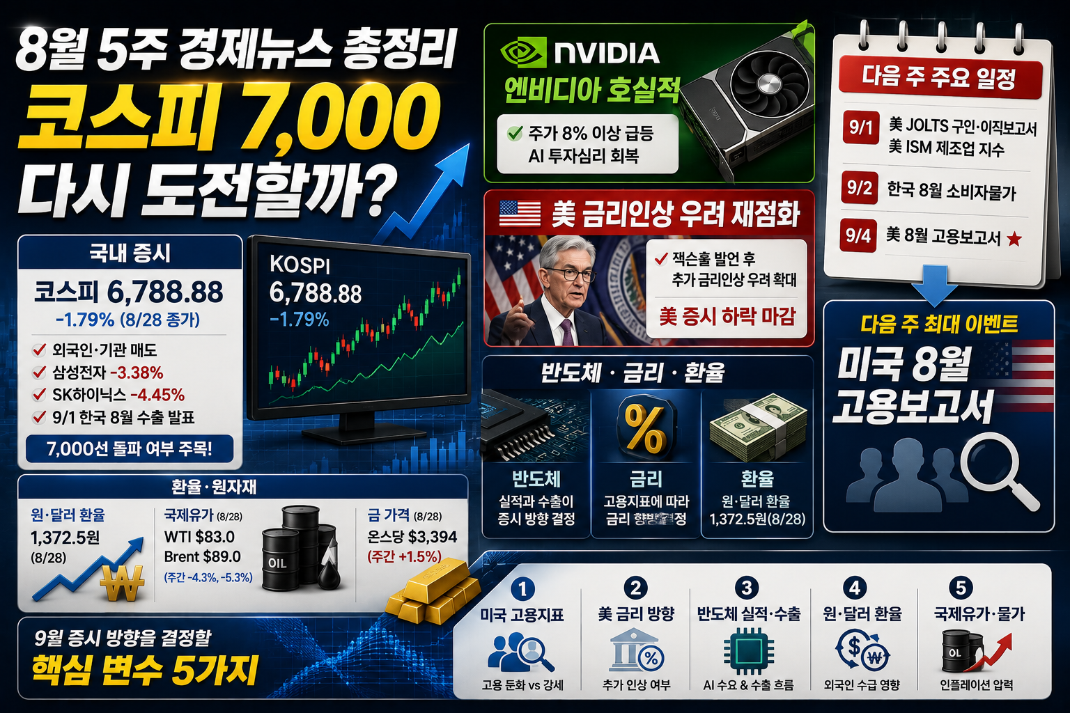 8월 5주 경제 뉴스 핵심 정리｜코스피 7,000 재도전? 다음 주는 미국 고용이 결정한다 1