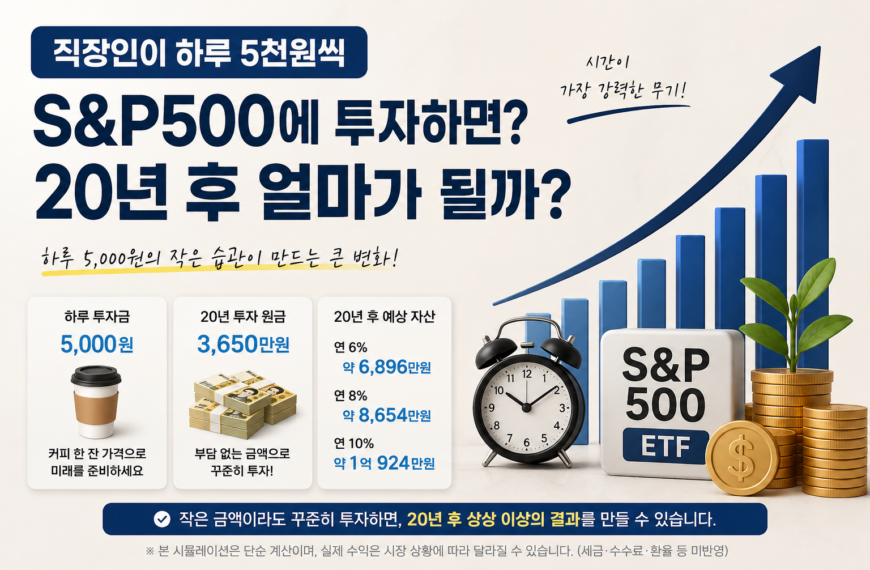 직장인이 하루 5천원씩 S&P500에 투자하면? 20년 후 금액 계산해봤습니다