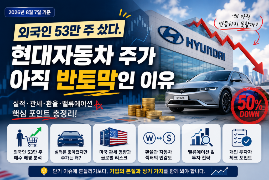 현대자동차 주가 아직 반토막인 이유 외국인 매수 53만 주 2