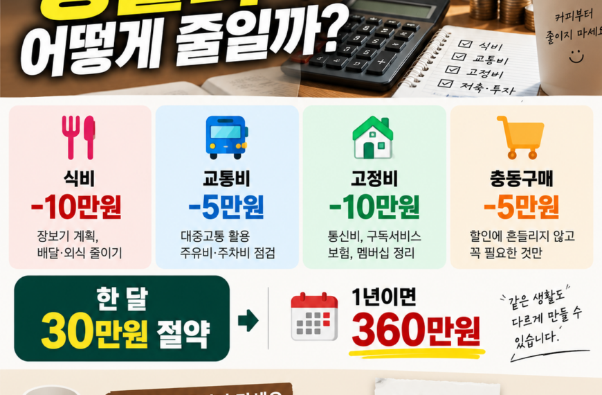 물가 상승에 대비해 식비·교통비·고정비를 줄이는 생활비 절약 방법
